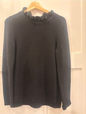 Talbots Black Ruffle Turtleneck Sweater